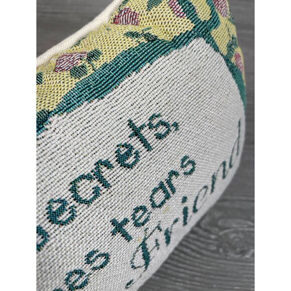 Vintage Tapestry Style Throw Pillow Floral with Sister and Friend Quote 12 x 7" - Picture 5 of 7